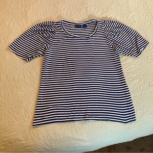 Rachel Rachel Roy women’s L short puff sleeve black & white striped tee